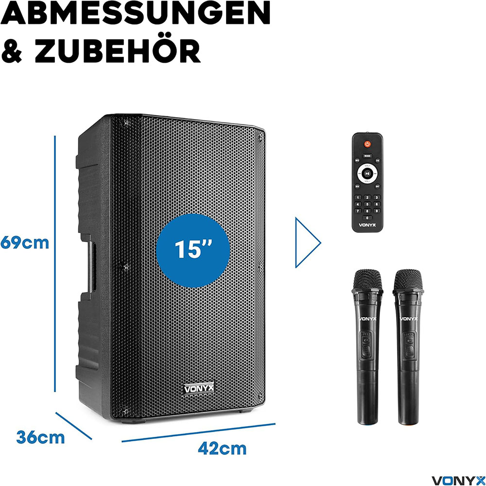 Vonyx VSA700 Partybox Bluetooth Lautsprecher groß mit Akku