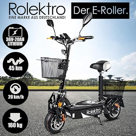 Rolektro, E-Joy electric scooter 20 lithium, black, 36V-20AH battery, 500 watts