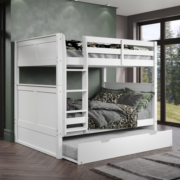 【Furniture】【BS】Stig Full Over Full Solid Wood Standard Bunk Bed with Trundle by Harriet Bee