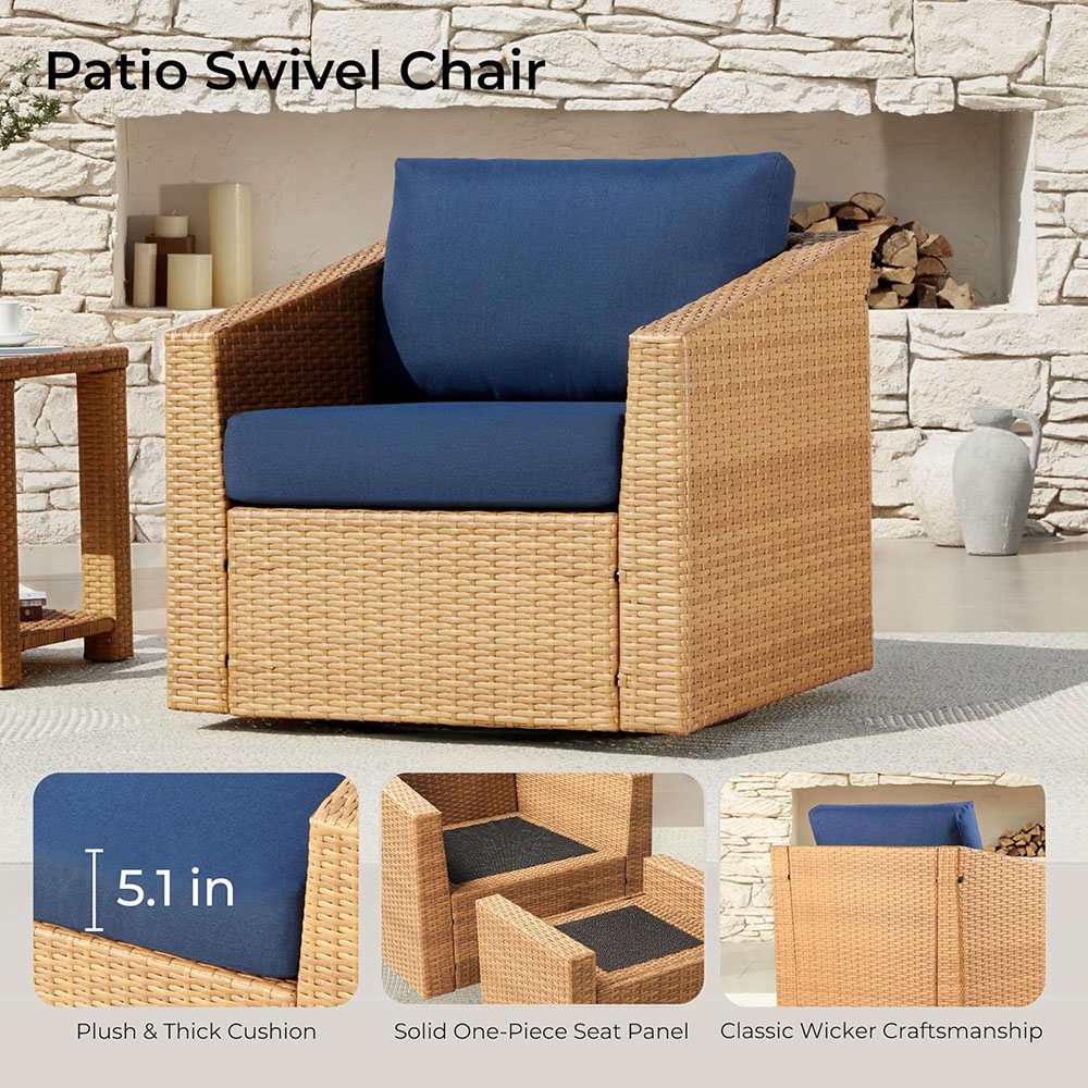 CHITA 5 Pieces Wicker Patio Furniture Set, Outdoor Conversation Set