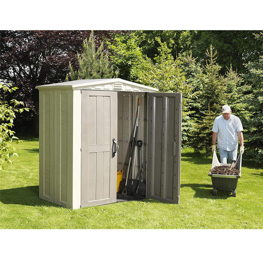 Keter Factor Outdoor Garden Storage Shed, Beige, 6 x 3 ft