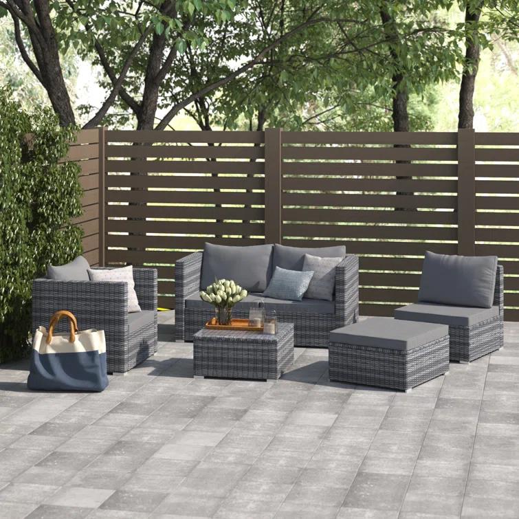 Cando Wicker/Rattan 5 - Person Seating Group with Cushions