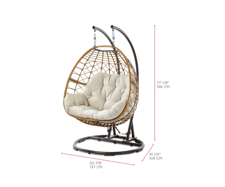 CANVAS Sydney Double Outdoor Patio Egg Swing Chair w/ Stand