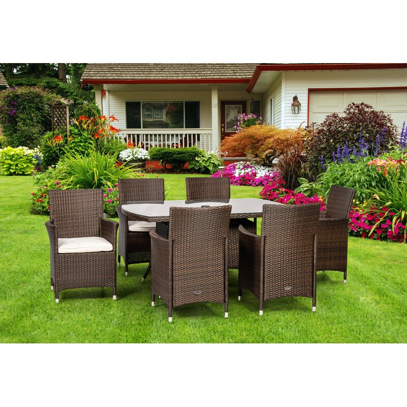 【Furniture】【BS】Rectangular 6 - Person 150Cm Long Dining Set with Cushions