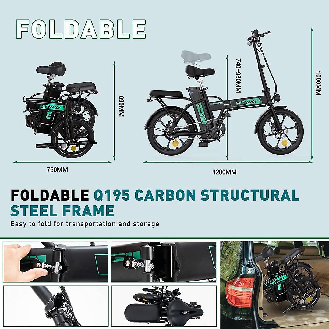 HITWAY Electric Bicycle - Foldable E-bike - 16 Inch - 250W - 8.4Ah - for Adults