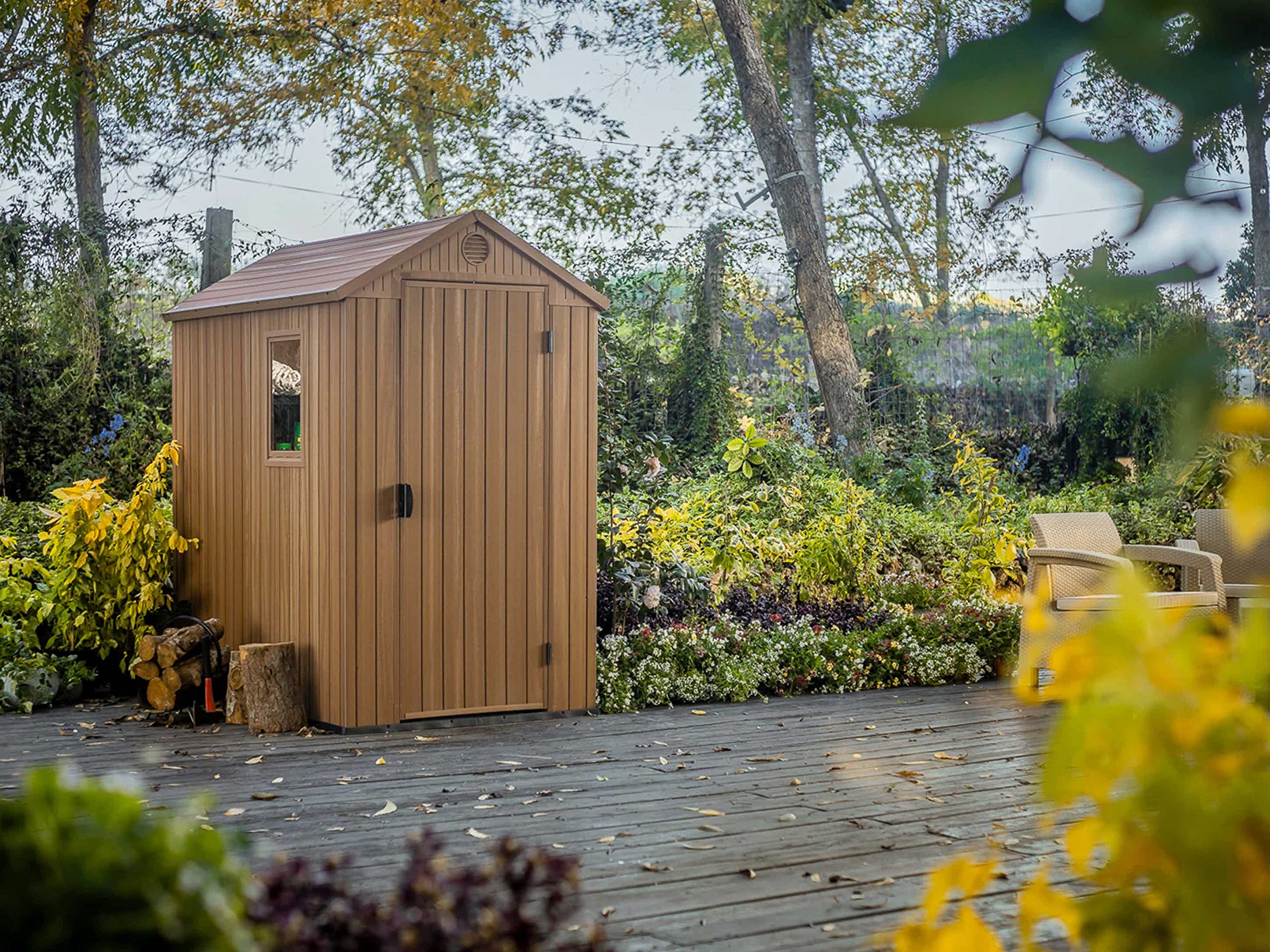 【Storage Shed】【BS】6x6 Darwin Outdoor Apex Garden Storage Shed, Brown