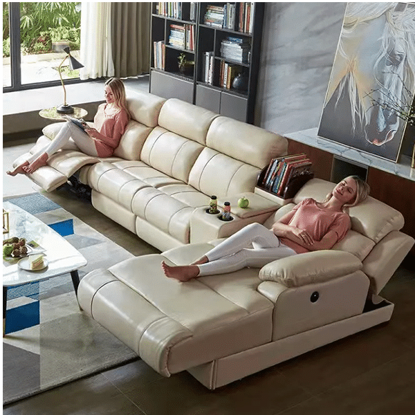 Leather electric function sofa leather art large and small apartment combination living room furniture modern minimalist zero wall decoration