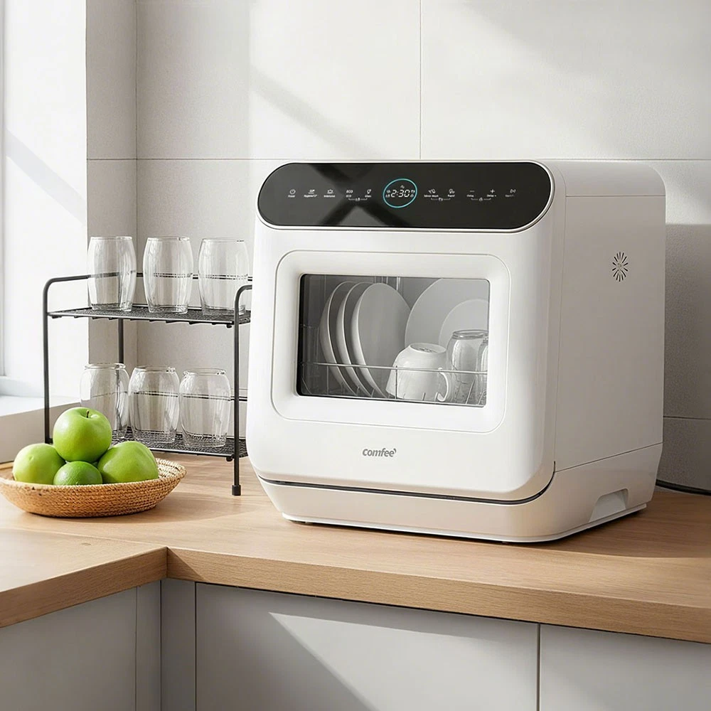 COMFEE Table Top Dishwasher Mini Tabletop Dishwasher 6L Built-in Water Tank